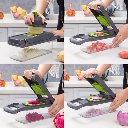 12 In 1 Manual Vegetable Chopper Kitchen Gadgets Food Chopper Onion Cutter Vegetable Slicer - MEDIJIX