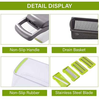 12 In 1 Manual Vegetable Chopper Kitchen Gadgets Food Chopper Onion Cutter Vegetable Slicer - MEDIJIX