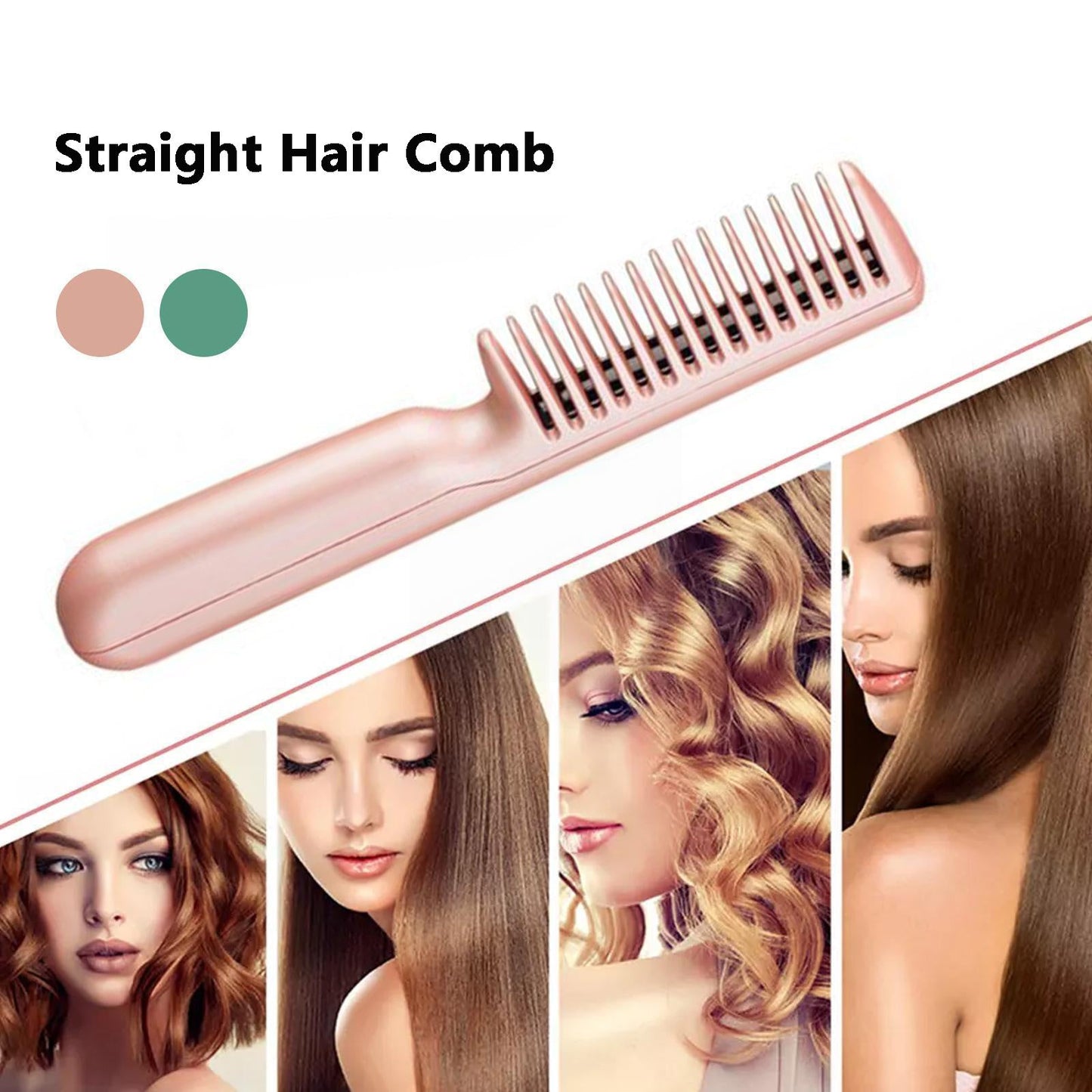 2 In 1 Wireless Straight Hair Comb Portable USB Charging Negative - Ion Smoothing Straightener Curling Comb Hair Brush - MEDIJIX
