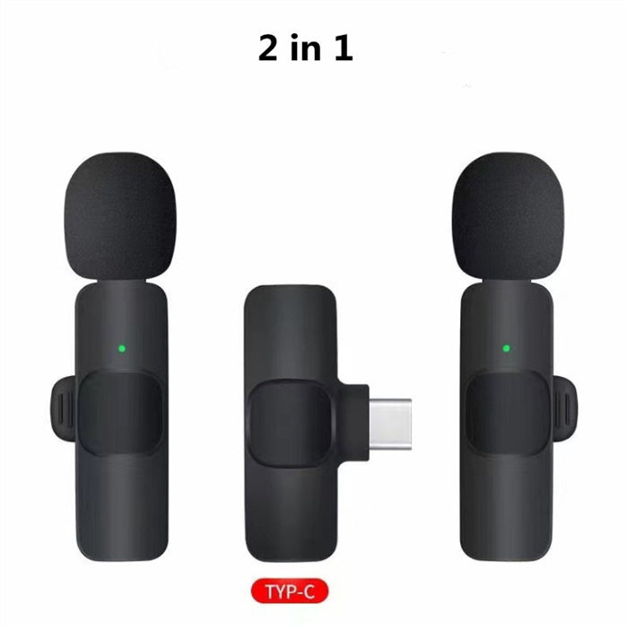 Wireless Lavalier Microphone Portable Audio Video Recording Mini Mic For I Phone Android Long Battery Life Live Broadcast Gaming - MEDIJIX