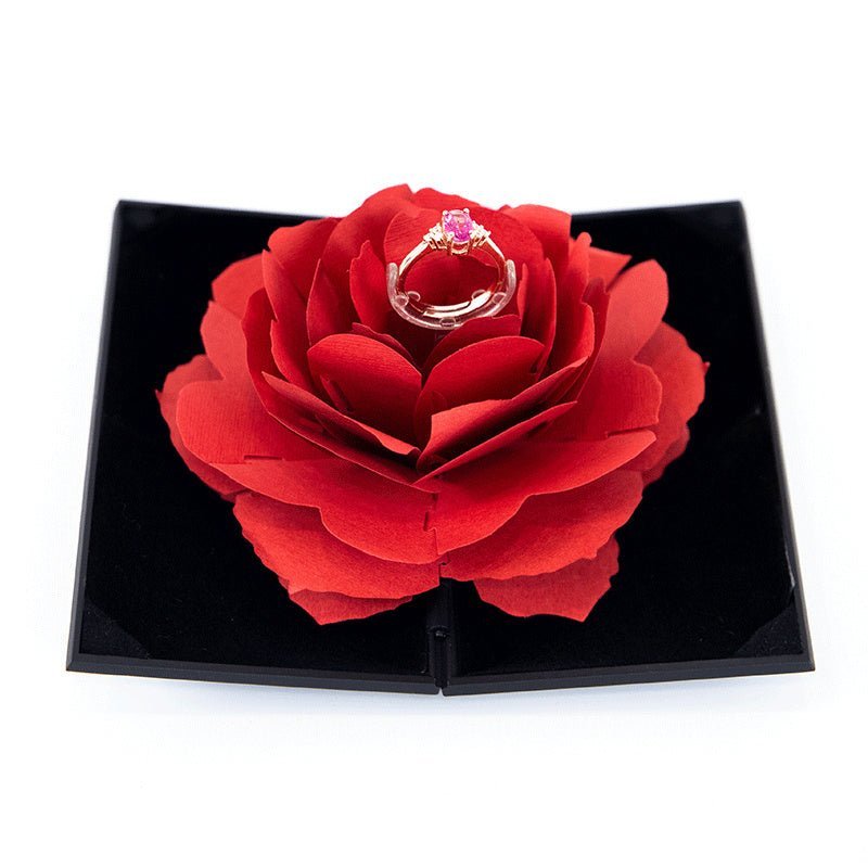 3D Love Box Heart - shaped Rose Flower Rotating Ring Box Valentines Day Gift - MEDIJIX