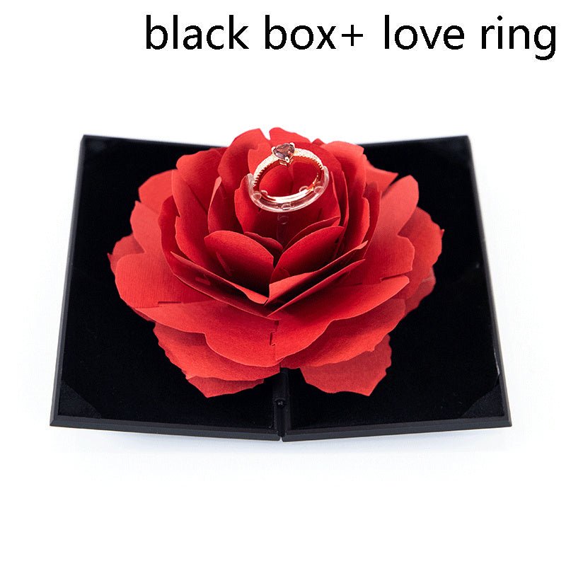 3D Love Box Heart - shaped Rose Flower Rotating Ring Box Valentines Day Gift - MEDIJIX