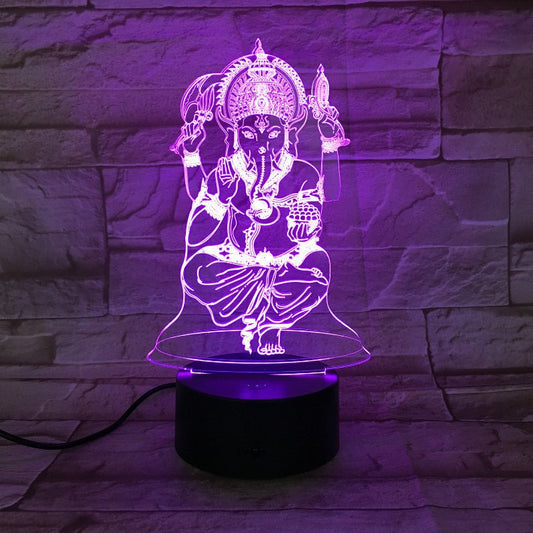 3D Night Light Indian Mythology Elephant Head God Creative Gift Table Lamp - MEDIJIX