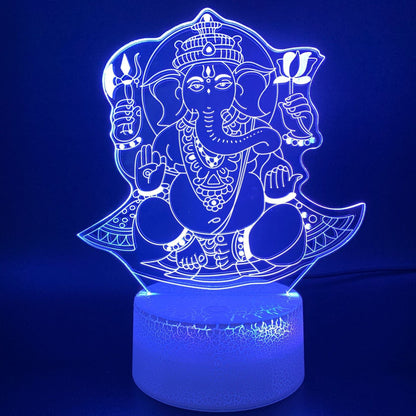 3D Night Light Indian Mythology Elephant Head God Creative Gift Table Lamp - MEDIJIX