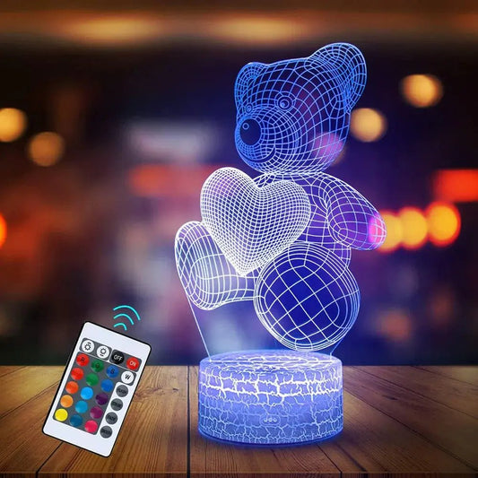 3D Teddy Bear LED Night Lights Neon Sign Lamp Xmas Christmas Decorations For Home Bedroom Birthday Gifts Decor Valentines Day - MEDIJIX