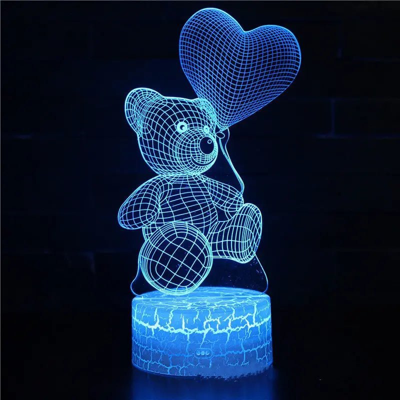 3D Teddy Bear LED Night Lights Neon Sign Lamp Xmas Christmas Decorations For Home Bedroom Birthday Gifts Decor Valentines Day - MEDIJIX