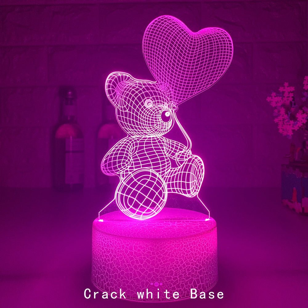 3D Teddy Bear LED Night Lights Neon Sign Lamp Xmas Christmas Decorations For Home Bedroom Birthday Gifts Decor Valentines Day - MEDIJIX