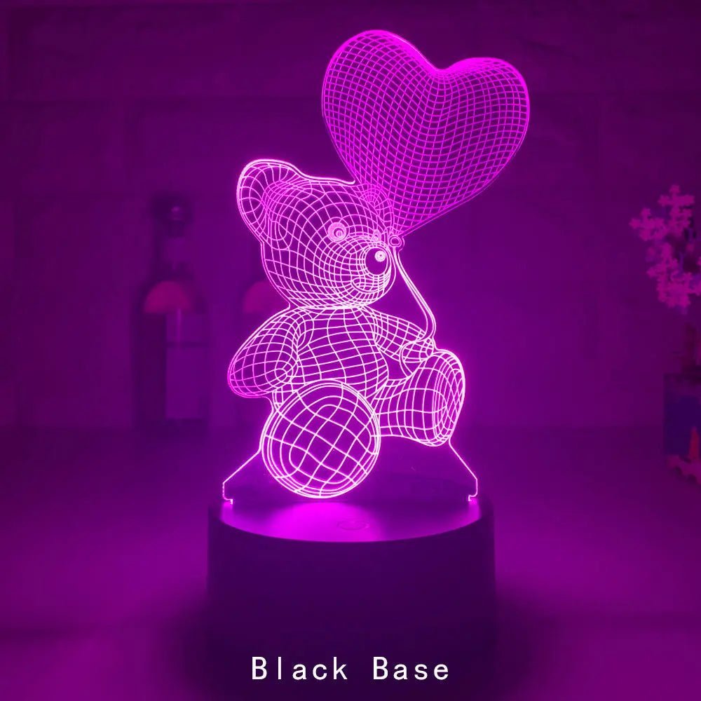 3D Teddy Bear LED Night Lights Neon Sign Lamp Xmas Christmas Decorations For Home Bedroom Birthday Gifts Decor Valentines Day - MEDIJIX