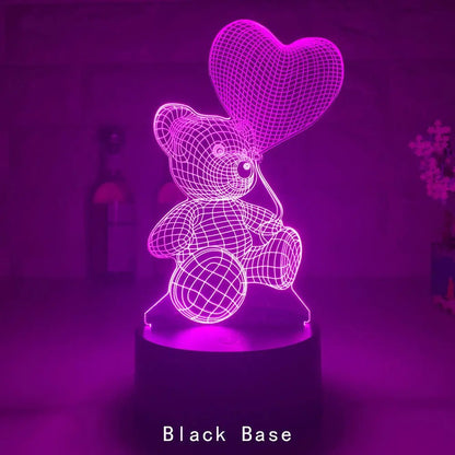 3D Teddy Bear LED Night Lights Neon Sign Lamp Xmas Christmas Decorations For Home Bedroom Birthday Gifts Decor Valentines Day - MEDIJIX