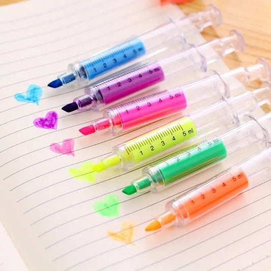 6 Syringe Fluorescent Highlighter Pens - MEDIJIX