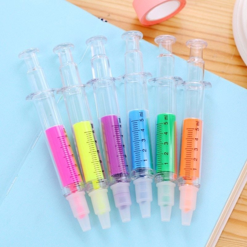 6 Syringe Fluorescent Highlighter Pens - MEDIJIX