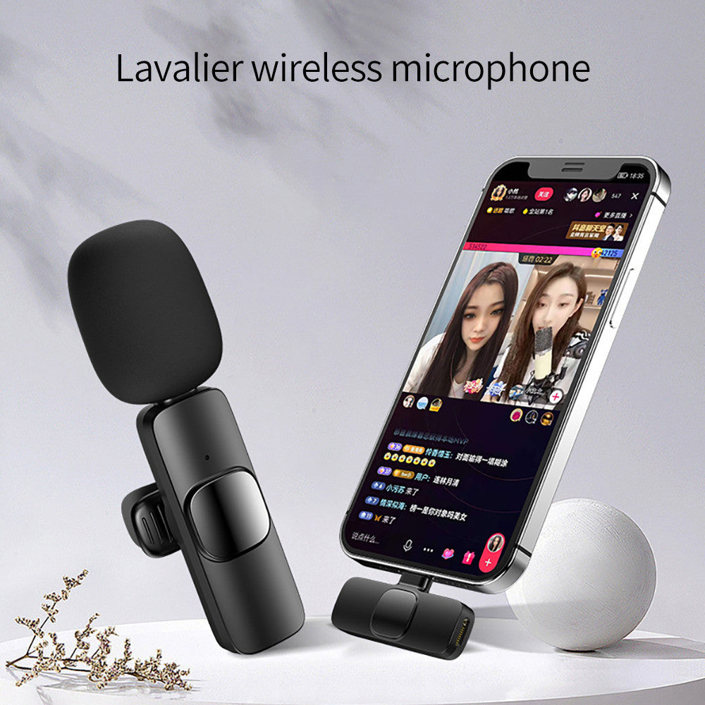 Wireless Lavalier Microphone Portable Audio Video Recording Mini Mic For I Phone Android Long Battery Life Live Broadcast Gaming - MEDIJIX