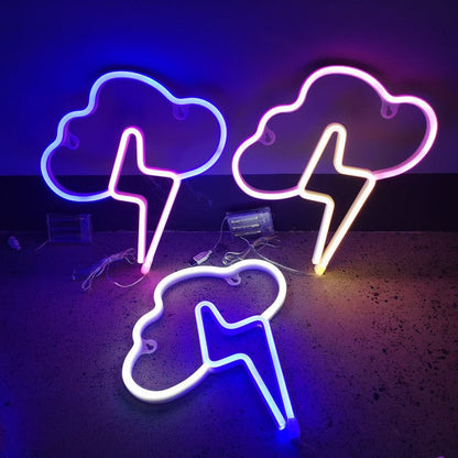 Clouds Lightning Neon Sign Hanging On The Wall - MEDIJIX