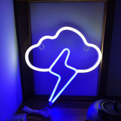 Clouds Lightning Neon Sign Hanging On The Wall - MEDIJIX