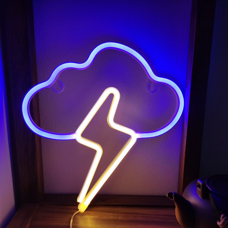 Clouds Lightning Neon Sign Hanging On The Wall - MEDIJIX