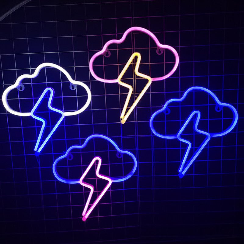 Clouds Lightning Neon Sign Hanging On The Wall - MEDIJIX