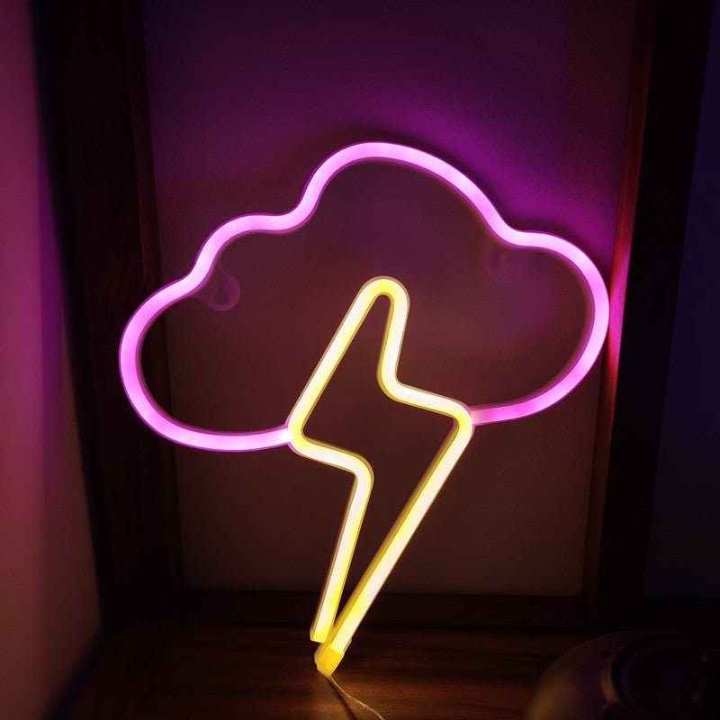 Clouds Lightning Neon Sign Hanging On The Wall - MEDIJIX