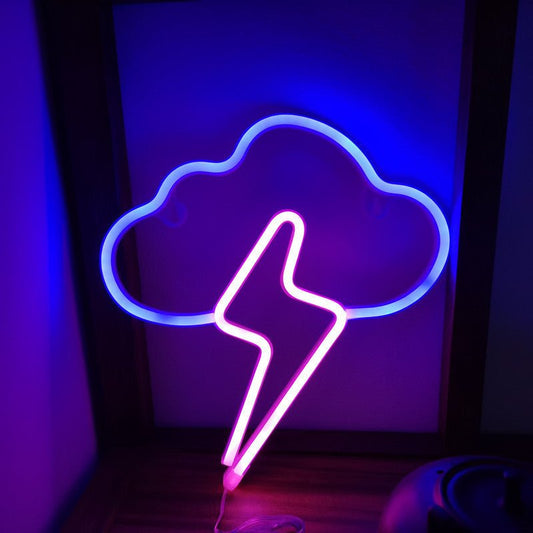 Clouds Lightning Neon Sign Hanging On The Wall - MEDIJIX
