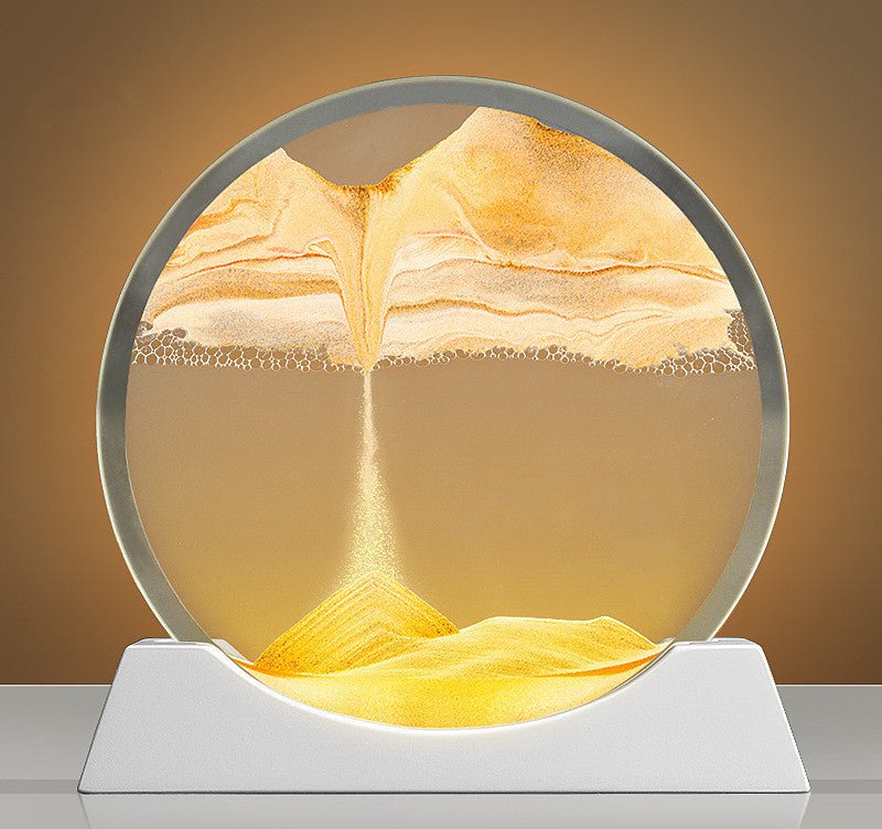 Creative New Quicksand Painting Small Night Lamp Living Room Bedroom Abstract Rotary Desktop Decoration - MEDIJIX