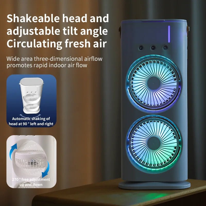 Double - ended Spray Fan Portable Humidifier Fan Air Conditioner Household Small Air Cooler Hydrocooling Portable Air Adjustment - MEDIJIX