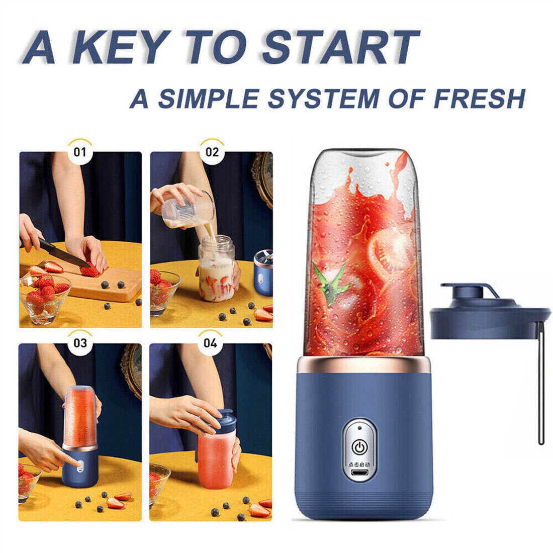 Electric Juice Maker Portable Blender Smoothie Mini Juicer Fruit Machine 400ml - MEDIJIX