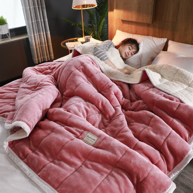 Fleece Blankets And Throws Thick Warm Winter Blankets Home Super Soft Duvet Luxury Solid Blankets On Twin Bedding - MEDIJIX