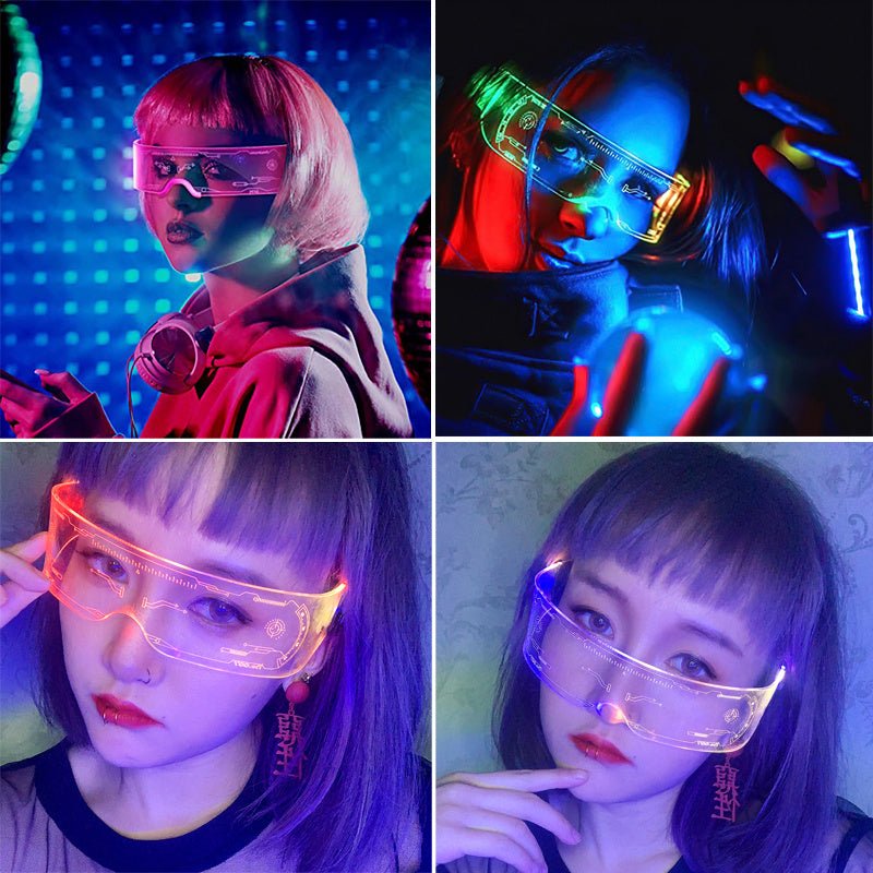 LED Luminous Glasses Party Bar Disco Punk Glasses Futuristic Style Festival Goggles Decoration Gifts - MEDIJIX