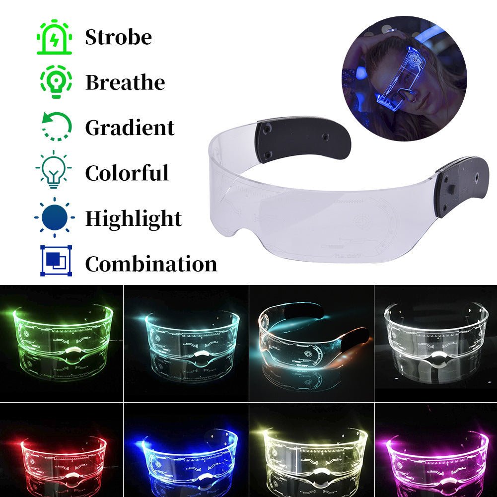 LED Luminous Glasses Party Bar Disco Punk Glasses Futuristic Style Festival Goggles Decoration Gifts - MEDIJIX