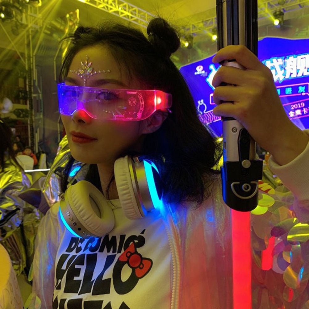 LED Luminous Glasses Party Bar Disco Punk Glasses Futuristic Style Festival Goggles Decoration Gifts - MEDIJIX