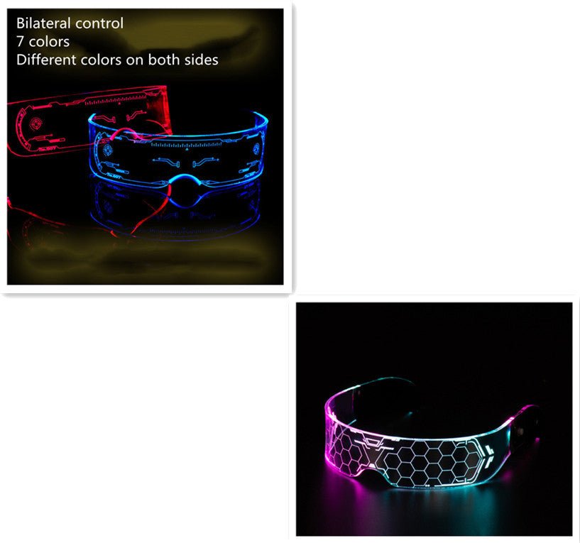 LED Luminous Glasses Party Bar Disco Punk Glasses Futuristic Style Festival Goggles Decoration Gifts - MEDIJIX