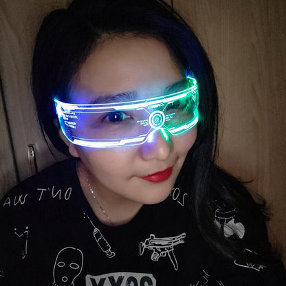 LED Luminous Glasses Party Bar Disco Punk Glasses Futuristic Style Festival Goggles Decoration Gifts - MEDIJIX