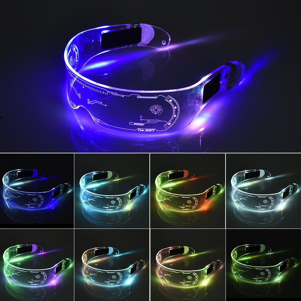 LED Luminous Glasses Party Bar Disco Punk Glasses Futuristic Style Festival Goggles Decoration Gifts - MEDIJIX