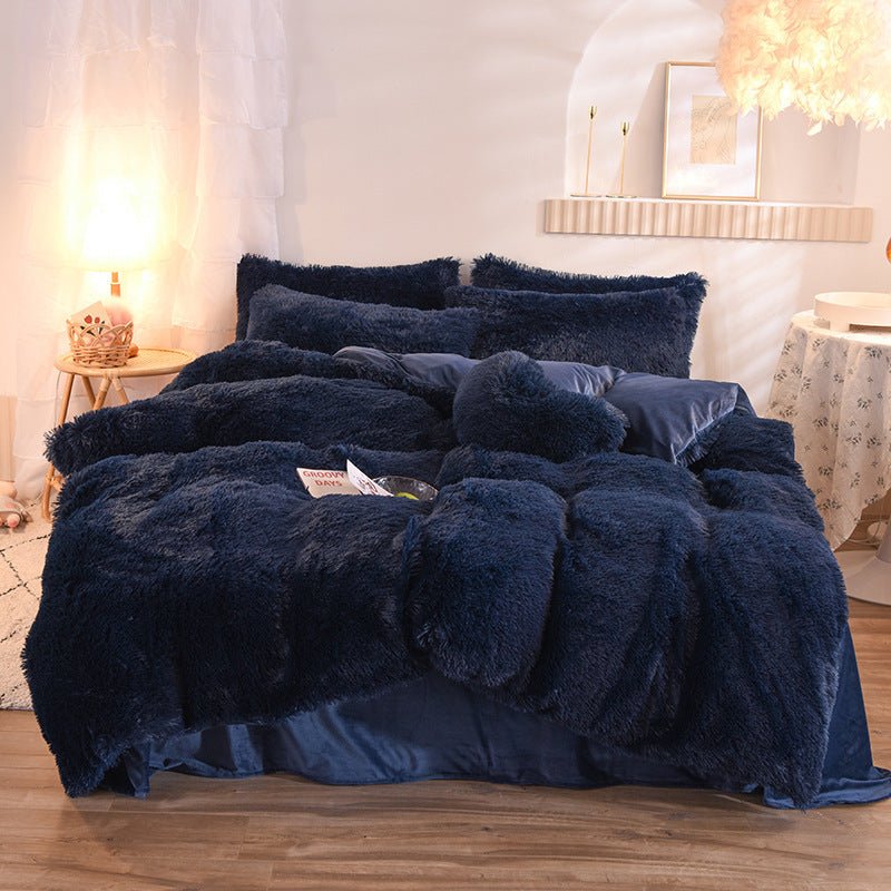 Luxury Thick Fleece Duvet Cover Queen King Winter Warm Bed Quilt Cover Pillowcase Fluffy Plush Shaggy Bedclothes Bedding Set Winter Body Keep Warm - MEDIJIX