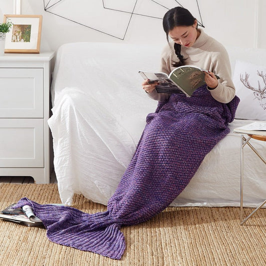 Mermaid Tail Blanket Knitted Crochet for Childern Super Soft Sleeping Blankets - MEDIJIX