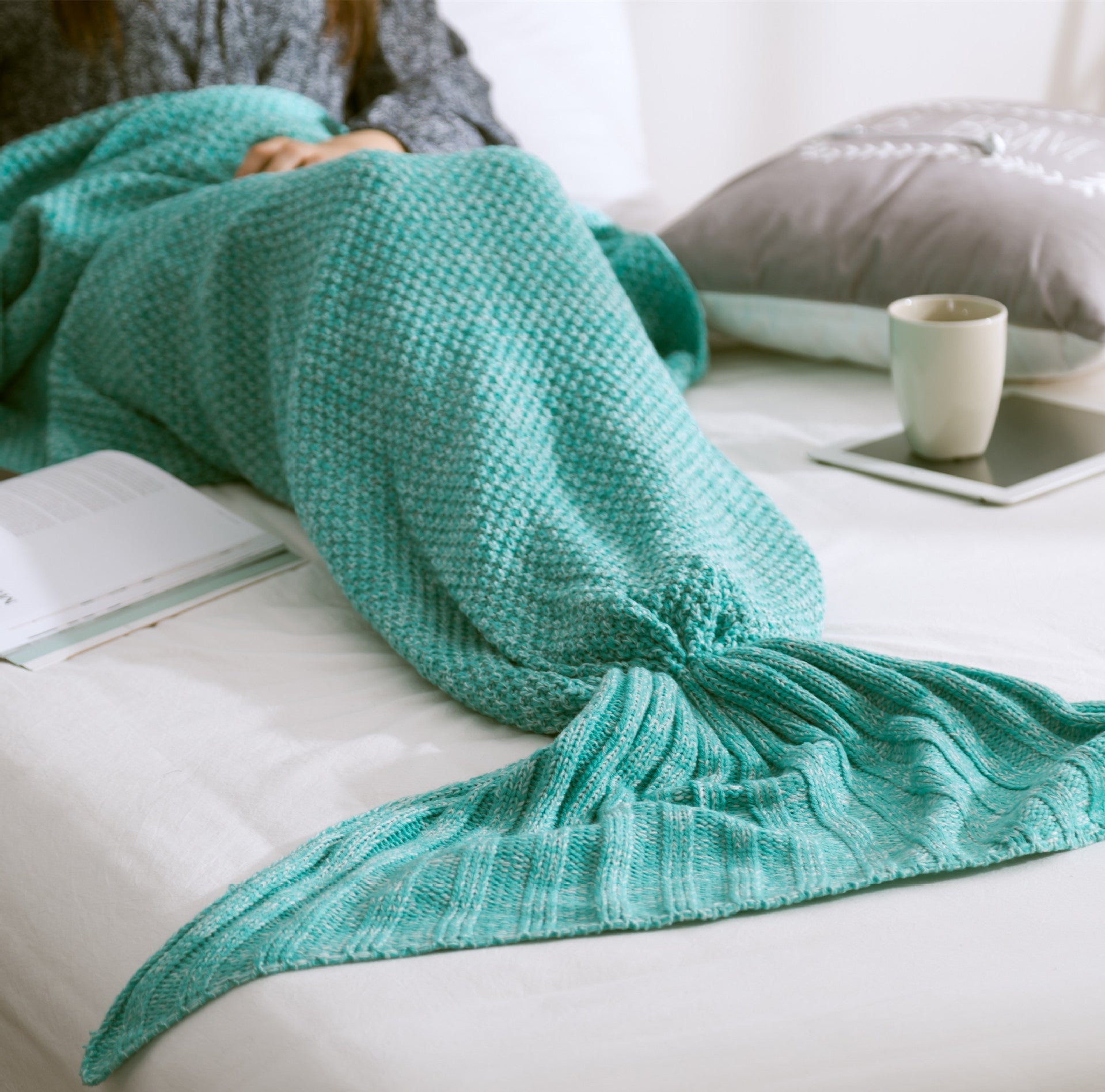 Mermaid Tail Blanket Knitted Crochet for Childern Super Soft Sleeping Blankets - MEDIJIX