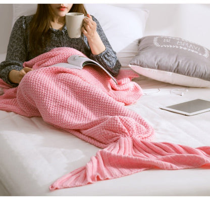 Mermaid Tail Blanket Knitted Crochet for Childern Super Soft Sleeping Blankets - MEDIJIX