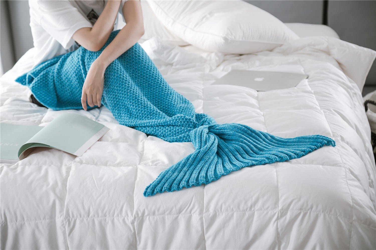 Mermaid Tail Blanket Knitted Crochet for Childern Super Soft Sleeping Blankets - MEDIJIX