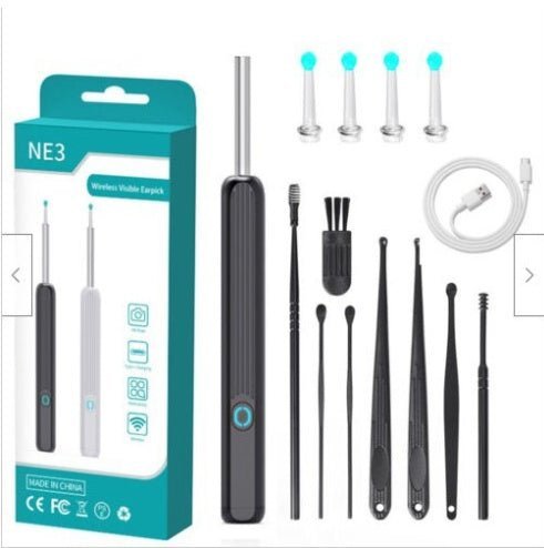 NE3 Ear Cleaner Otoscope Ear Wax Removal Tool With Camera LED Light Wireless Ear Endoscope Ear Cleaning Kit For I - phone - MEDIJIX