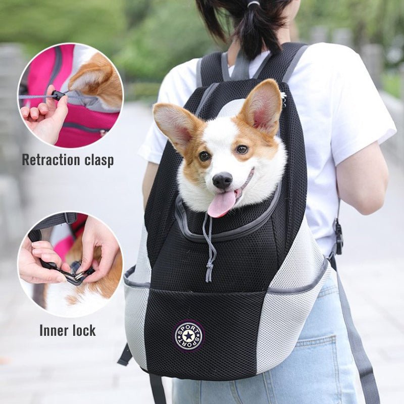 Pet Dog Carrier Carrier For Dogs Backpack Out Double Shoulder Portable Travel Outdoor Carrier Bag Mesh - MEDIJIX