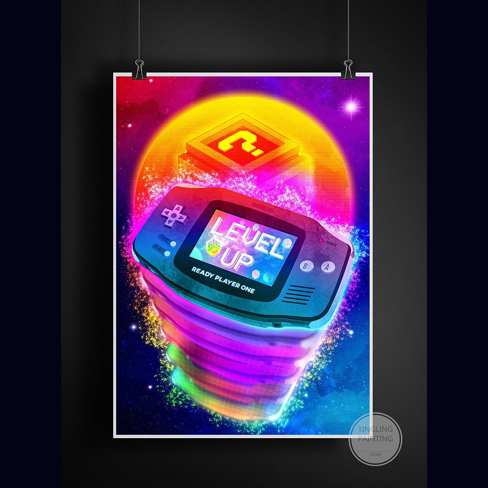 Retro Neon Game Poster Canvas Painting - MEDIJIX