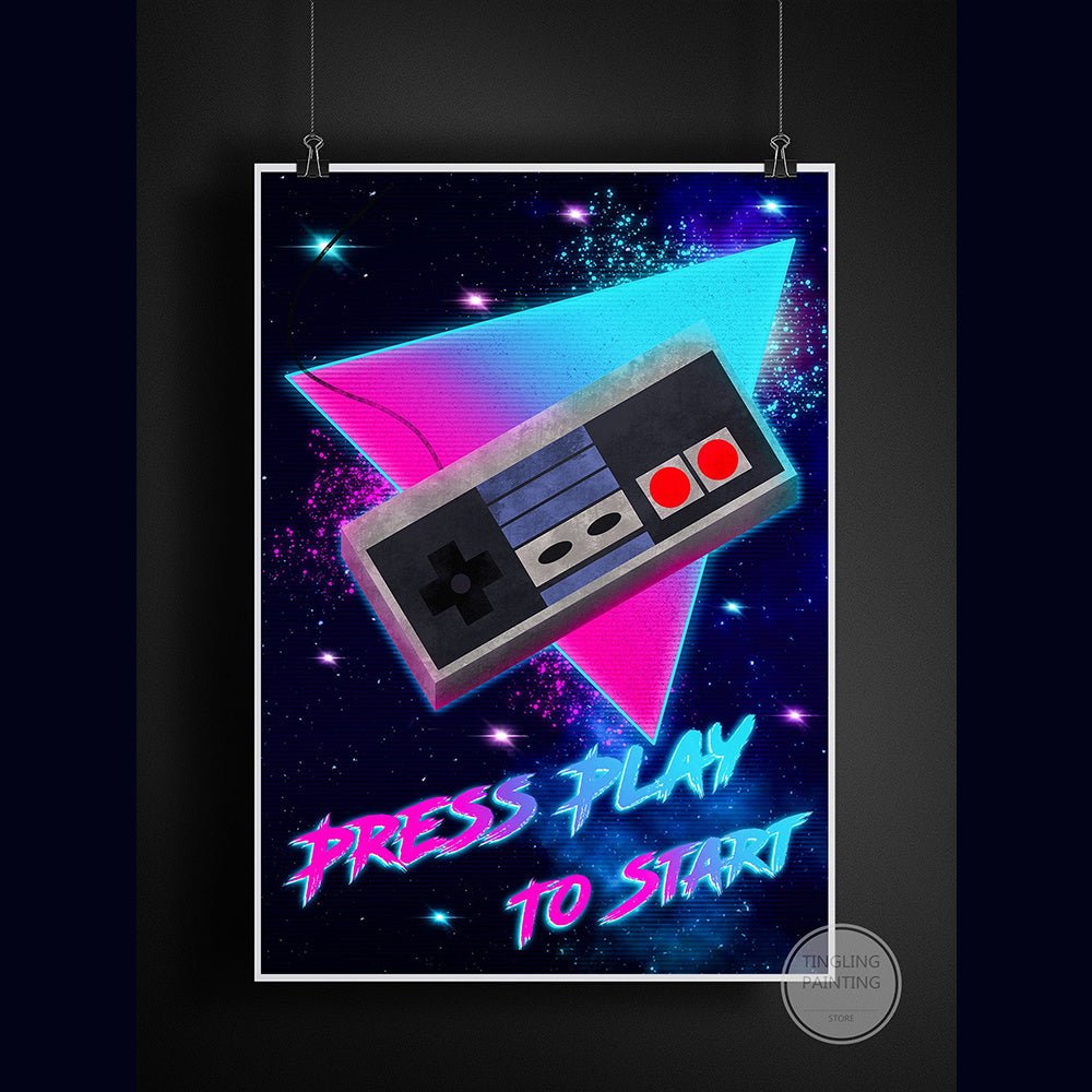 Retro Neon Game Poster Canvas Painting - MEDIJIX