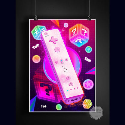 Retro Neon Game Poster Canvas Painting - MEDIJIX