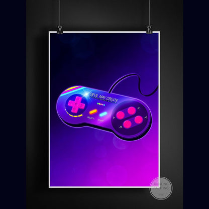 Retro Neon Game Poster Canvas Painting - MEDIJIX