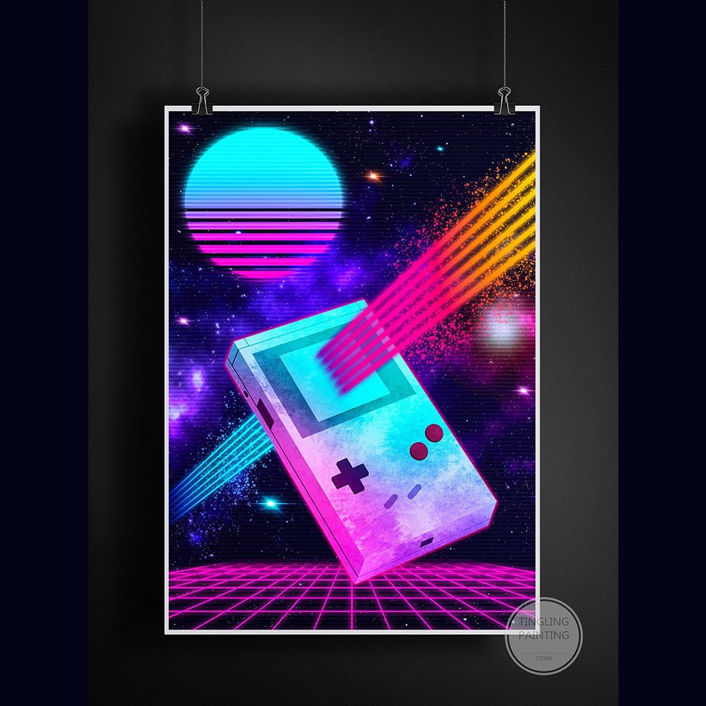 Retro Neon Game Poster Canvas Painting - MEDIJIX