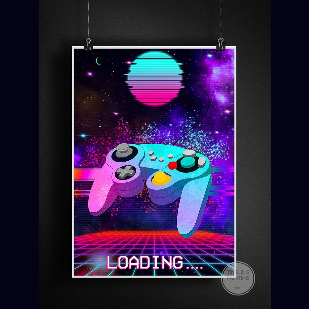 Retro Neon Game Poster Canvas Painting - MEDIJIX