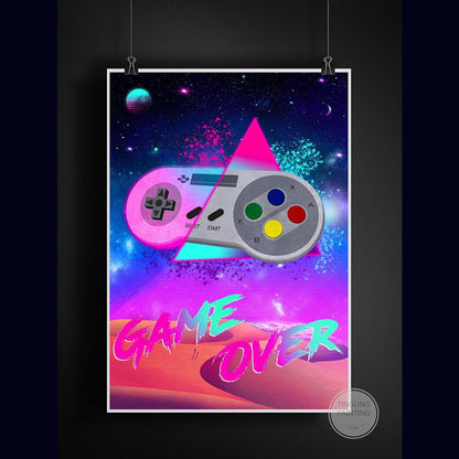 Retro Neon Game Poster Canvas Painting - MEDIJIX