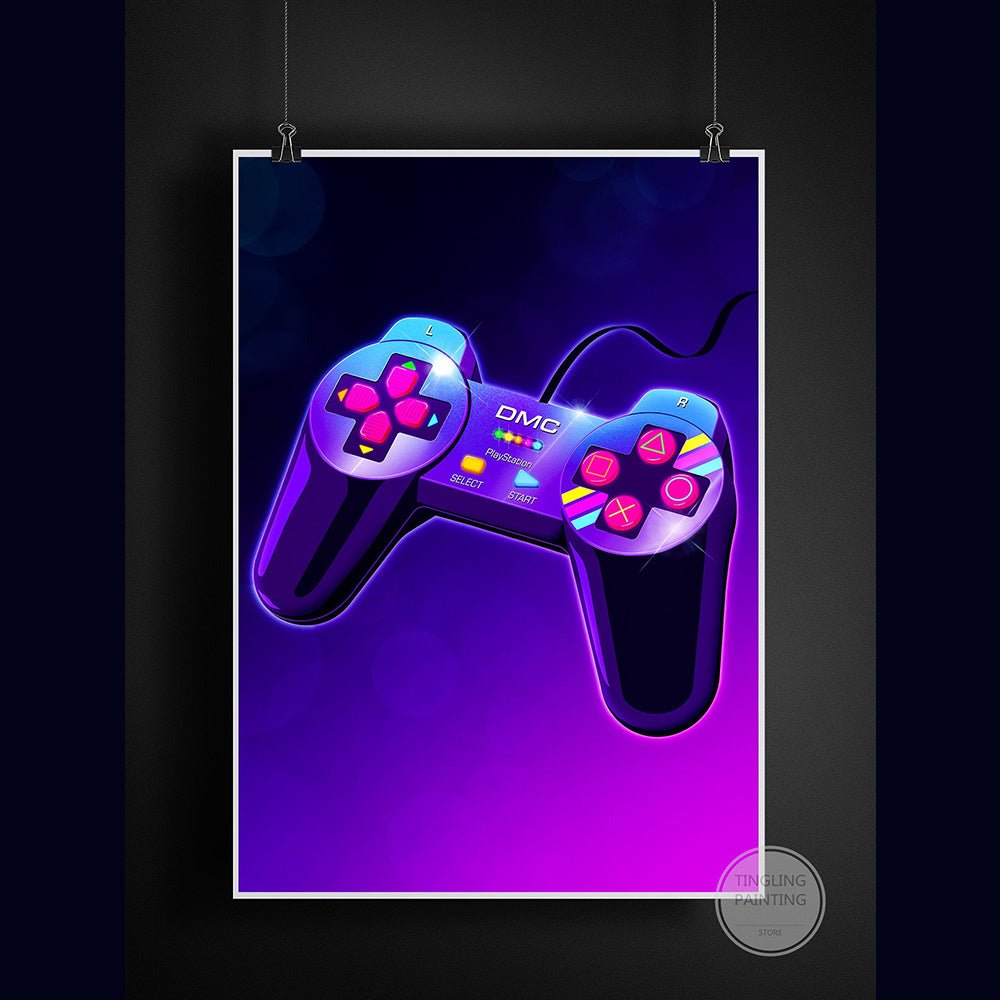 Retro Neon Game Poster Canvas Painting - MEDIJIX