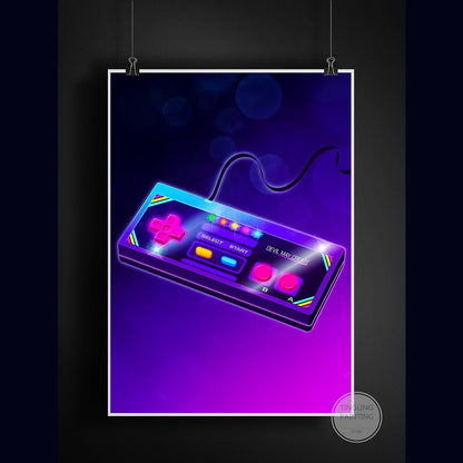 Retro Neon Game Poster Canvas Painting - MEDIJIX