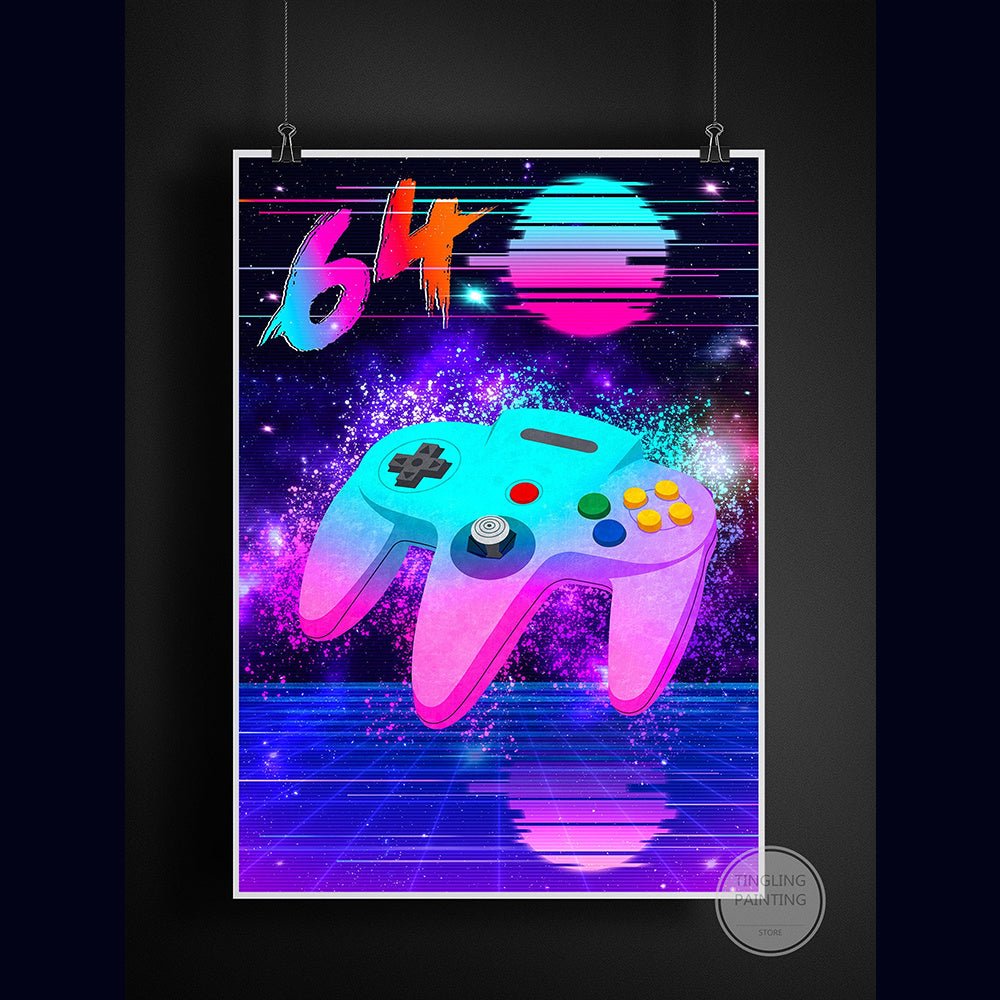 Retro Neon Game Poster Canvas Painting - MEDIJIX