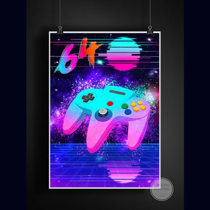 Retro Neon Game Poster Canvas Painting - MEDIJIX